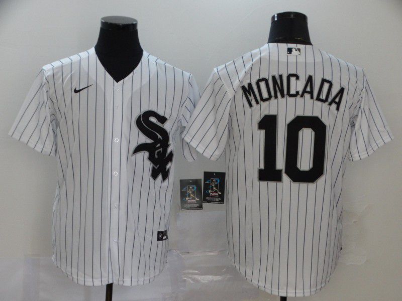 Men Chicago White Sox #10 Moncada White Game Nike MLB Jerseys